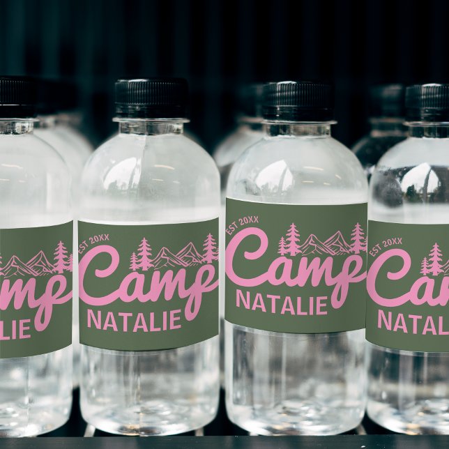 Étiquette Pour Bouteilles D'eau Camping personnalisé Bachelorette Party Bridesmait (Créateur téléchargé)