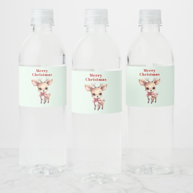 Étiquette Pour Bouteilles D'eau Caricature de cerf de bébé mignon Illustration Noë (Bouteilles)