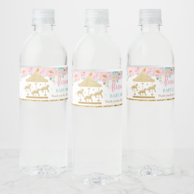 Étiquette Pour Bouteilles D'eau Carnaval de Monnaie rose (Bouteilles)