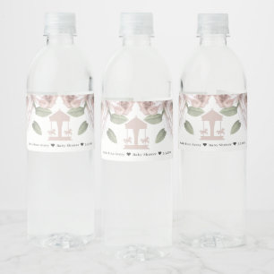 Étiquette Pour Bouteilles D'eau Carousel Floral Rose doux Personnalisé