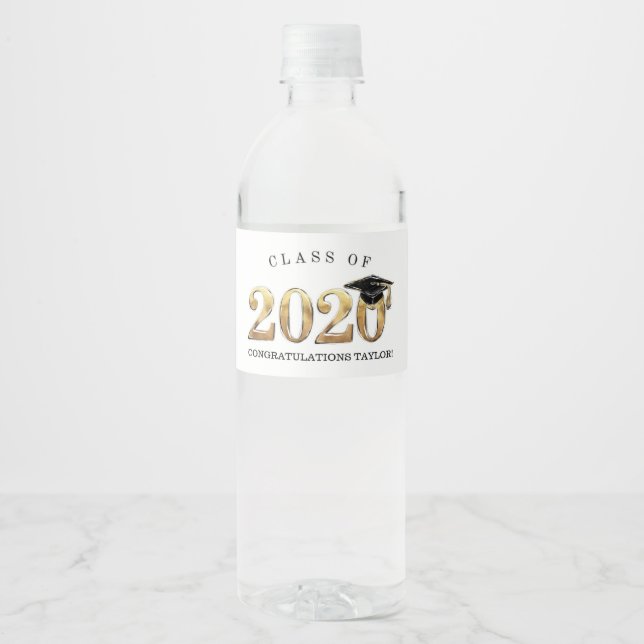 Étiquette Pour Bouteilles D'eau Catégorie 2020 Félicitations Diplôme (Devant)