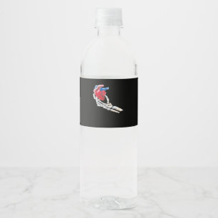Étiquette Pour Bouteilles D'eau C'Est Mon Coeur - Squelette Mains Coeurs