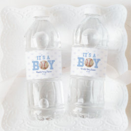 Étiquette Pour Bouteilles D'eau C'est un garçon ! Baby shower de base-ball bleu