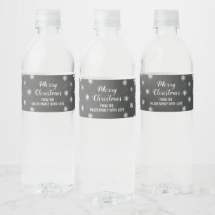 Étiquette Pour Bouteilles D'eau Chalkboard Snowflakes Custom Joyeux Noël