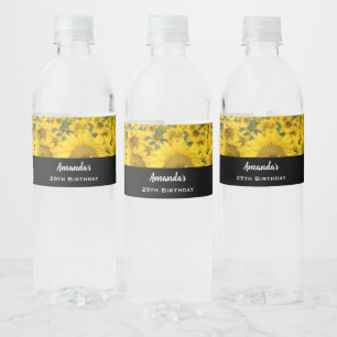 Étiquette Pour Bouteilles D'eau Champ jaune de tournesols Photographie Anniversair