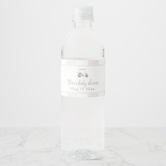 Étiquette Pour Bouteilles D'eau Chariot de golf rose (Devant)