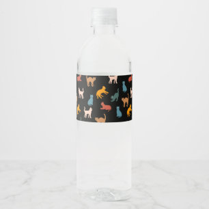 Étiquette Pour Bouteilles D'eau Chats sur le noir