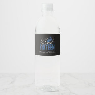 Étiquette Pour Bouteilles D'eau Chaussures de parties scintillantes de saphir,