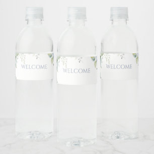 Étiquette Pour Bouteilles D'eau Chic Floral Blue Hydrangea Mariage d'événement