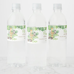 Étiquette Pour Bouteilles D'eau Chic Jungle Animaux Verdure 1er Anniversaire Sauva