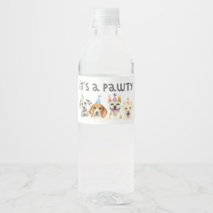 Étiquette Pour Bouteilles D'eau Chiot d'anniversaire de chien de Pawty