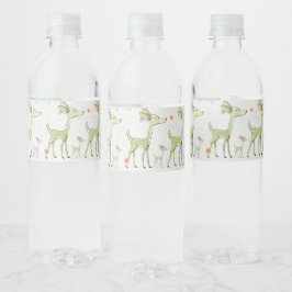 Étiquette Pour Bouteilles D'eau Christmas Celebration Green Deers Holidays Cute