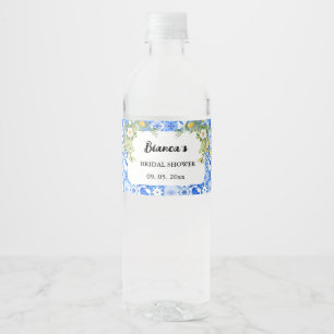 Étiquette Pour Bouteilles D'eau Citron bleu carrelage méditerranéen italien Mariag