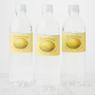 Étiquette Pour Bouteilles D'eau Citron jaune citron arqué Mariage