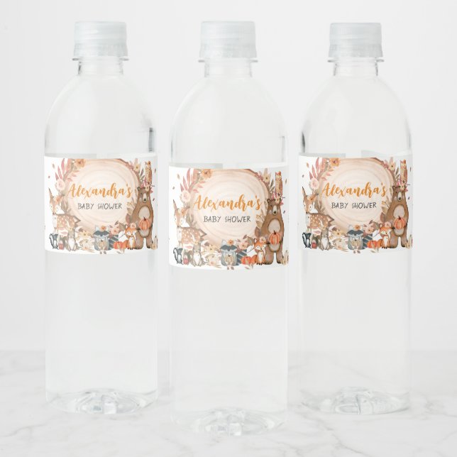 Étiquette Pour Bouteilles D'eau Citrouille de automne Baby shower boisé (Bouteilles)