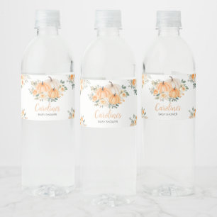 Étiquette Pour Bouteilles D'eau Citrouille Floral Orange Fall
