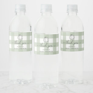 Étiquette Pour Bouteilles D'eau Citrouille Sage Green En vichy Merci