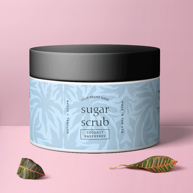 Étiquette Pour Bouteilles D'eau Clair bleu moderne Cosmétique Jar imperméable Étiq (Fully customizable light blue cosmetic jar wrapper label template)