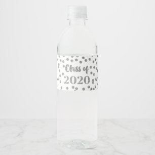 Étiquette Pour Bouteilles D'eau Classe Argent Confetti de 2020 Graduation