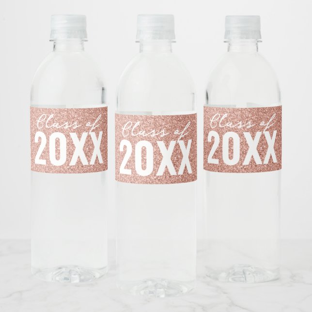 Étiquette Pour Bouteilles D'eau Classe personnalisée Année Rose Parties scintillan (Bouteilles)