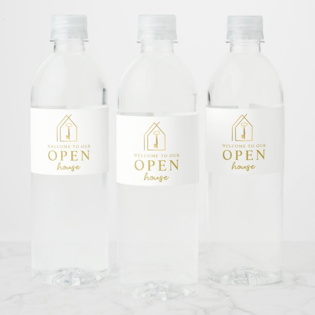 Étiquette Pour Bouteilles D'eau Clé Or Ouverture Agent Immobilier (Bouteilles)