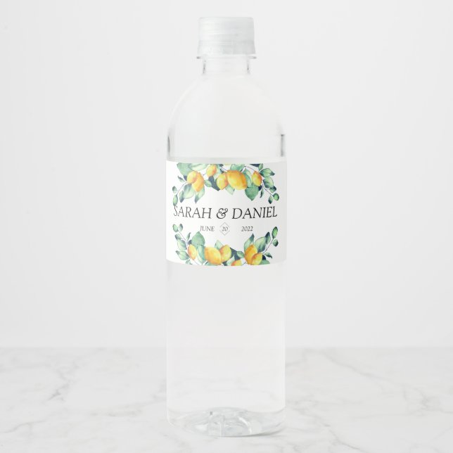 Étiquette Pour Bouteilles D'eau Client spécifique Elegant blanc vert (Devant)