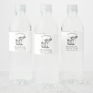 Étiquette Pour Bouteilles D'eau Cocktail Rétro Enterrement de Vie de Jeune Fille N