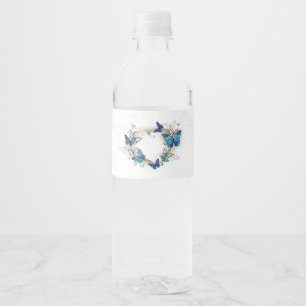 Étiquette Pour Bouteilles D'eau Coeur bijoux avec papillons Morpho