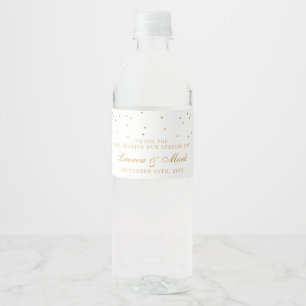 Étiquette Pour Bouteilles D'eau Collection Vintage de Mariage Glam Gold Confetti