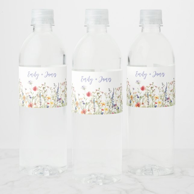 Étiquette Pour Bouteilles D'eau Colorful Wildflower Wedding (Bouteilles)