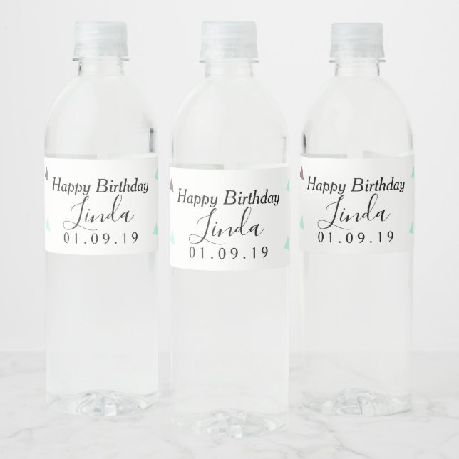 Étiquette Pour Bouteilles D'eau Confettis d'anniversaire Mélange de formes roses  (Bouteilles)