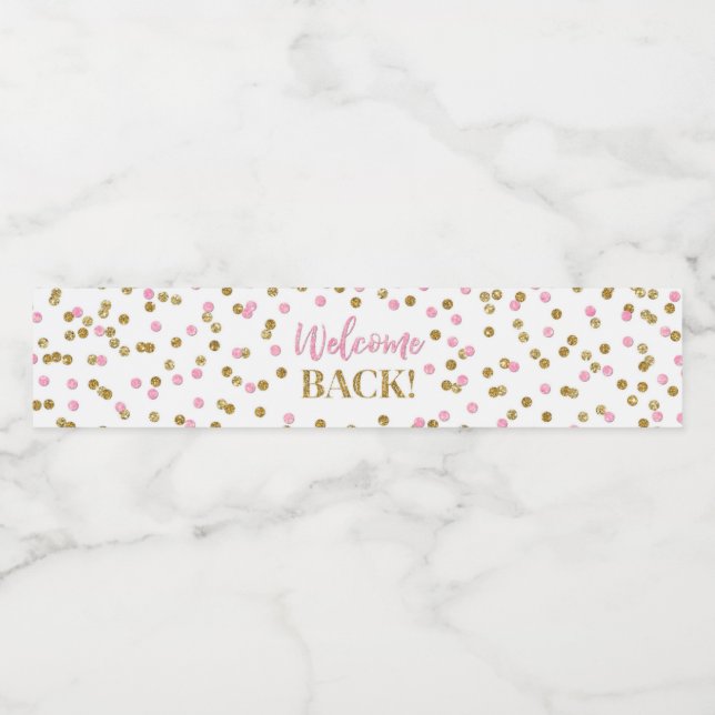 Étiquette Pour Bouteilles D'eau Confettis Rose Gold Bienvenue  (Étiquettes simples)