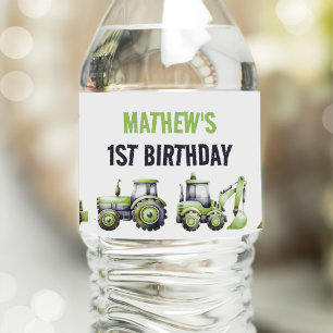 Étiquette Pour Bouteilles D'eau Construction Camions et Diggers Anniversaire