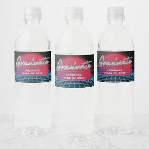 Étiquette Pour Bouteilles D'eau Cool Retro 80's Synthwave New Wave Grad Party