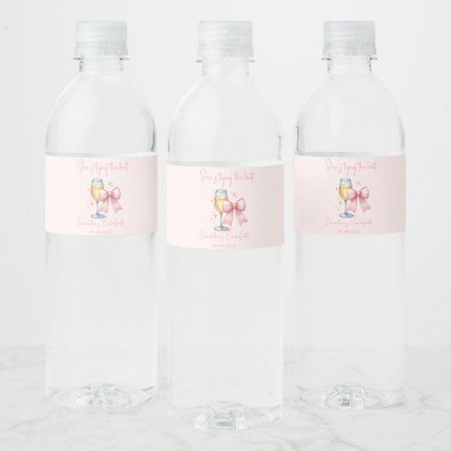 Étiquette Pour Bouteilles D'eau Coquette Pink Bow (Bouteilles)