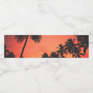 Étiquette Pour Bouteilles D'eau Coucher de soleil des palmiers tropicaux