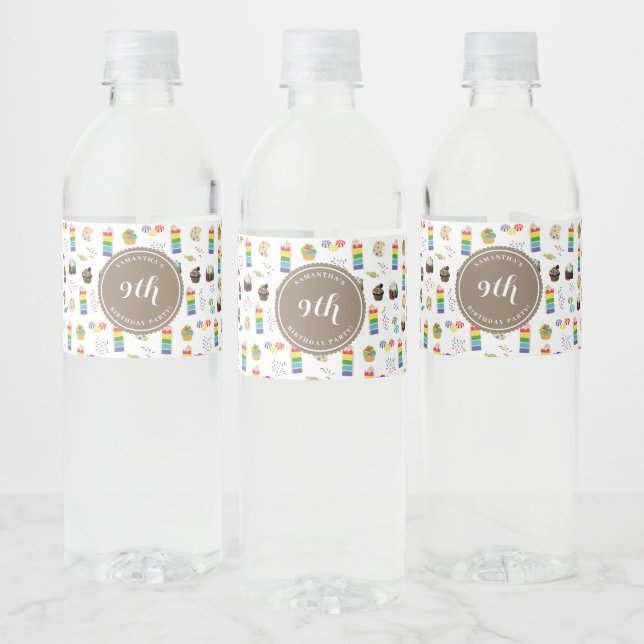 Étiquette Pour Bouteilles D'eau Couleur Rainbow Cake Sprinkles Anniversaire (Bouteilles)