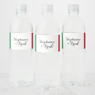 Étiquette Pour Bouteilles D'eau Couleurs du drapeau italien pour un mariage