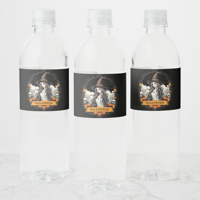 Étiquette Pour Bouteilles D'eau Crâne éffrayant Halloween Goth Bouteille d'eau Éti (Bouteilles)