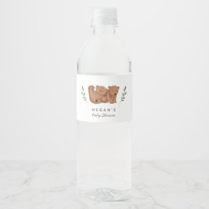 Étiquette Pour Bouteilles D'eau Cub Bear Twins Baby shower Green
