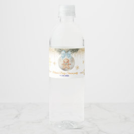 Étiquette Pour Bouteilles D'eau Cute blue Gingerbread boy Christmas Baby