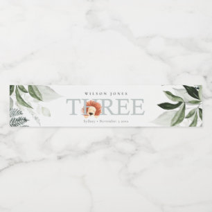 Étiquette Pour Bouteilles D'eau Cute Boho Lion Foliage 3ème fête d'anniversaire