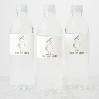 Étiquette Pour Bouteilles D'eau Cute Farm Chick Watercolor Floral Baby Shower