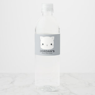 Étiquette Pour Bouteilles D'eau Cute Little Cat avec nom personnalisé