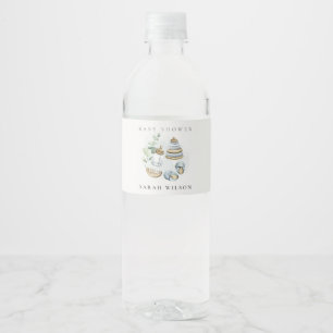 Étiquette Pour Bouteilles D'eau Cute Nursery Essential Leafy Blue Boy Baby shower