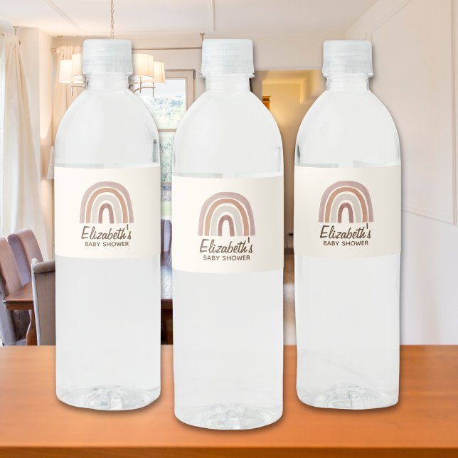 Étiquette Pour Bouteilles D'eau Cute Rainbow Boho Baby Shower (Créateur téléchargé)