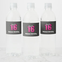 Étiquette Pour Bouteilles D'eau Cute Sweet 16 Anniversaire Personnalisé