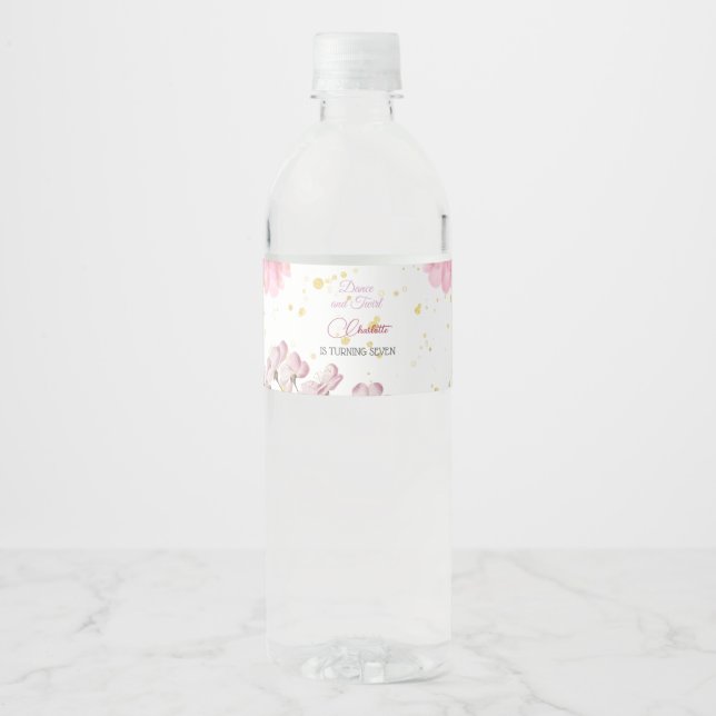 Étiquette Pour Bouteilles D'eau Danse et ballerine tourbillon anniversaire (Devant)