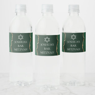 Étiquette Pour Bouteilles D'eau Dark Green Gold Agate Bar Mitzvah Custom Party