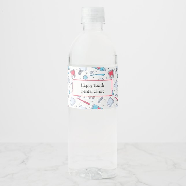 Étiquette Pour Bouteilles D'eau Dents et outils Motif dentaire (Devant)